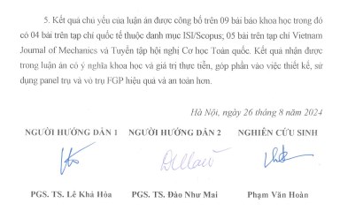 Thông tin tóm tắt về những đóng góp mới của luận án tiến sĩ: Phân tích ổn định phi tuyến panel trụ và vỏ trụ làm bằng vật liệu FGP chịu tải cơ trong môi trường nhiệt