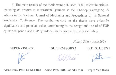 Thông tin tóm tắt về những đóng góp mới của luận án tiến sĩ: Phân tích ổn định phi tuyến panel trụ và vỏ trụ làm bằng vật liệu FGP chịu tải cơ trong môi trường nhiệt
