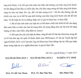 Thông tin tóm tắt về những đóng góp mới của luận án tiến sĩ: Phân tích tĩnh và động tấm nano hữu cơ nhiều lớp có kể đến hiệu ứng kích thước nhỏ.