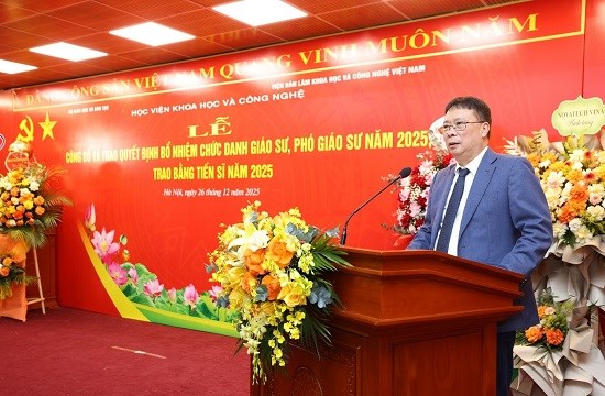 Học viện Khoa học và Công nghệ tổ chức Lễ công bố và trao Quyết định bổ nhiệm Chức danh Giáo sư, Phó Giáo sư năm 2025 và trao bằng Tiến sĩ đợt năm 2025
