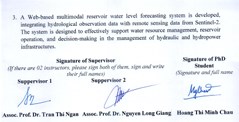 Thông tin tóm tắt về những đóng góp mới của luận án tiến sĩ: Nghiên cứu phát triển mô hình dự báo đa mô thức từ ảnh vệ tinh và dữ liệu vận hành hồ