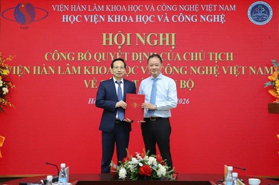 HỘI NGHỊ CÔNG BỐ QUYẾT ĐỊNH CỦA VIỆN HÀN LÂM KHOA HỌC VÀ CÔNG NGHỆ VIỆT NAM VỀ CÔNG TÁC CÁN BỘ ĐỐI VỚI HỌC VIỆN KHOA HỌC VÀ CÔNG NGHỆ